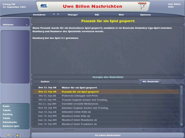 NHL Eastside Hockey Manager 2005 - Shot 8